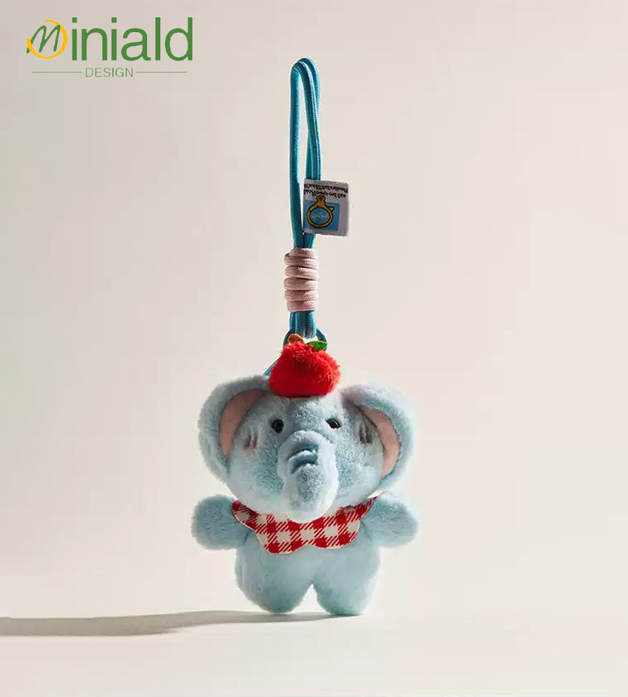 MDESGN Jet Blue Plush Elephant Keychain Adorable Cloud Dweller × Multi-Use Charm