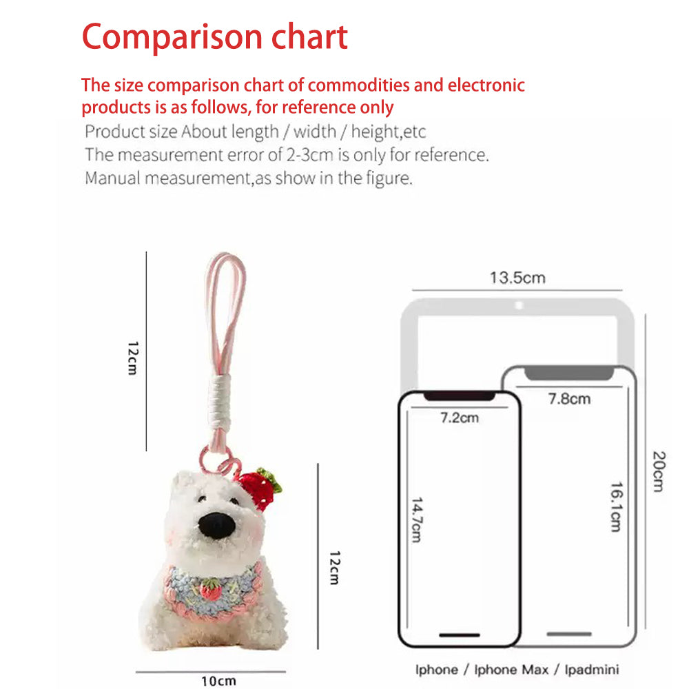 MDESGN Kawaii Hand-drawn Strawberry Westie Dog Bag Charm Where Whimsy Meets Your Everyday Carry!