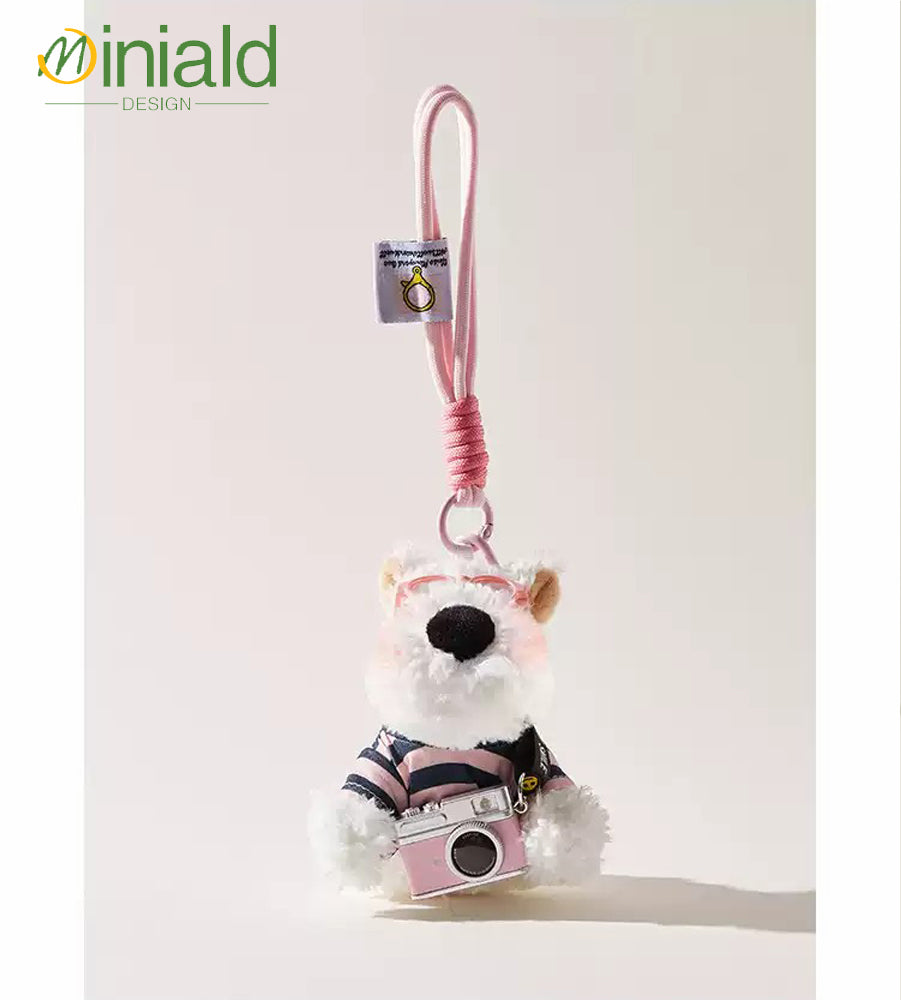 MDESIGN Hand-Drawn Westie with Camera Charm 13cm of Unfiltered Joy