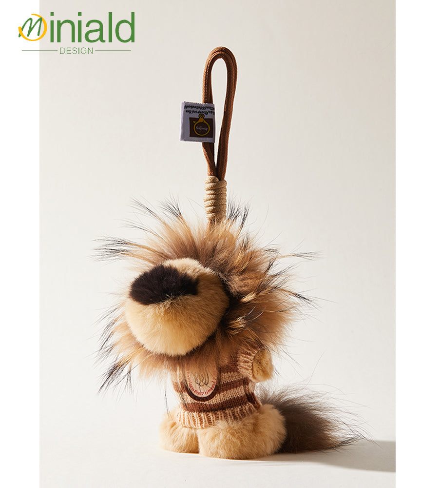 MDESIGN Sweater-Wearing Rex Rabbit Lion Plush Wristlet Charm Double the Charm: Cuddle + Carry in One!