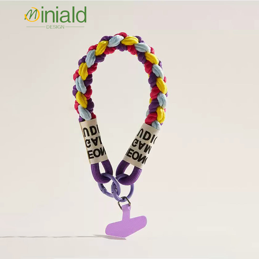 MDESGN colorful braided twist rope creative mobile phone lanyard anti-lost wrist rope short mobile phone case universal hand-held
