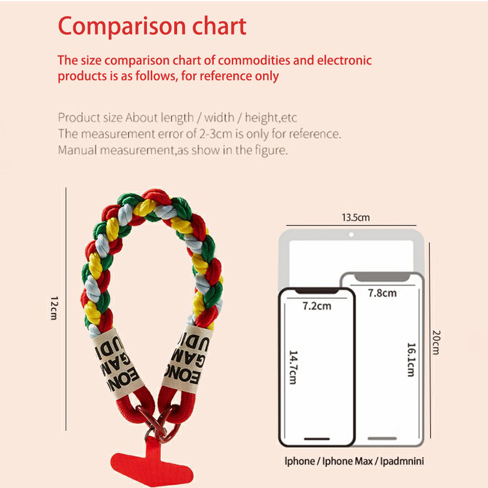 MDESGN colorful braided twist rope creative mobile phone lanyard anti-lost wrist rope short mobile phone case universal hand-held
