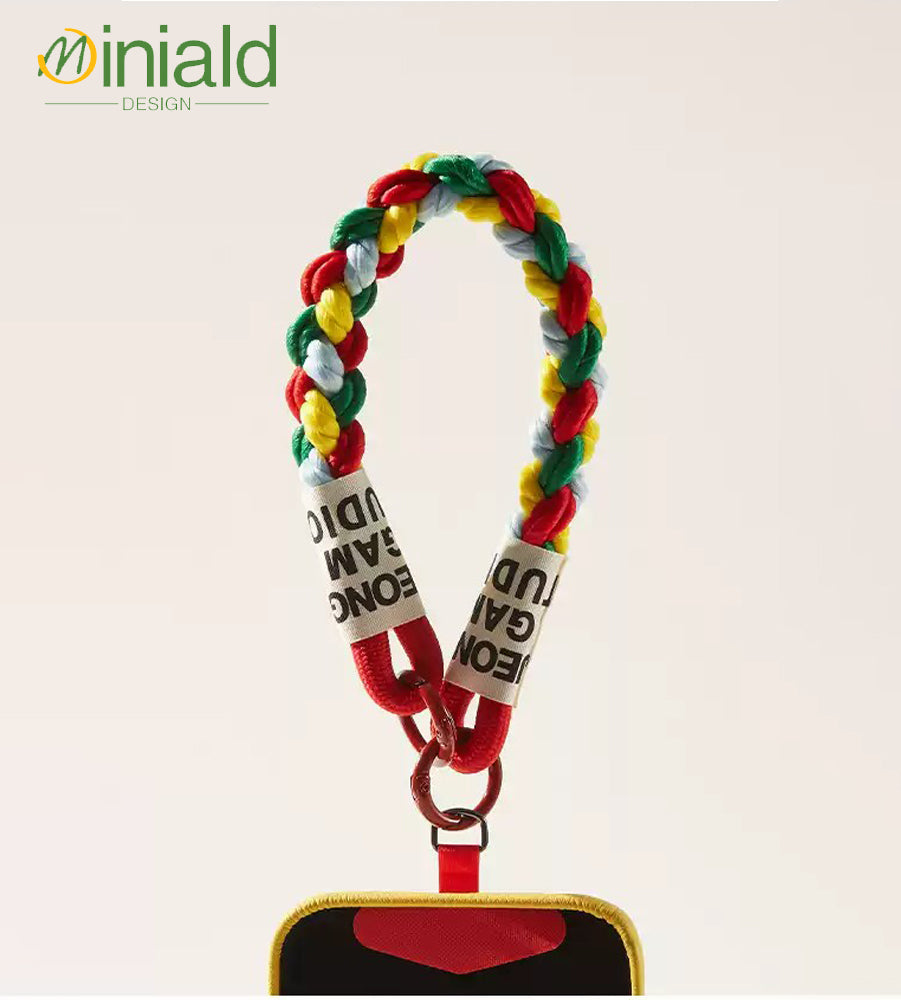 MDESGN colorful braided twist rope creative mobile phone lanyard anti-lost wrist rope short mobile phone case universal hand-held