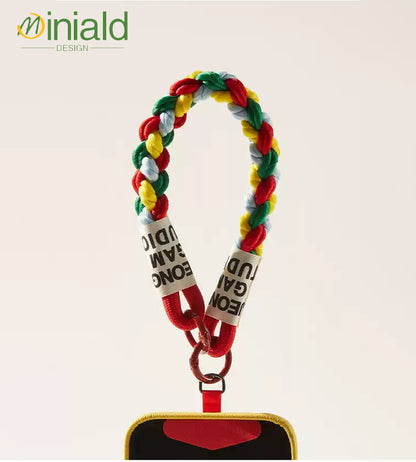 MDESGN colorful braided twist rope creative mobile phone lanyard anti-lost wrist rope short mobile phone case universal hand-held
