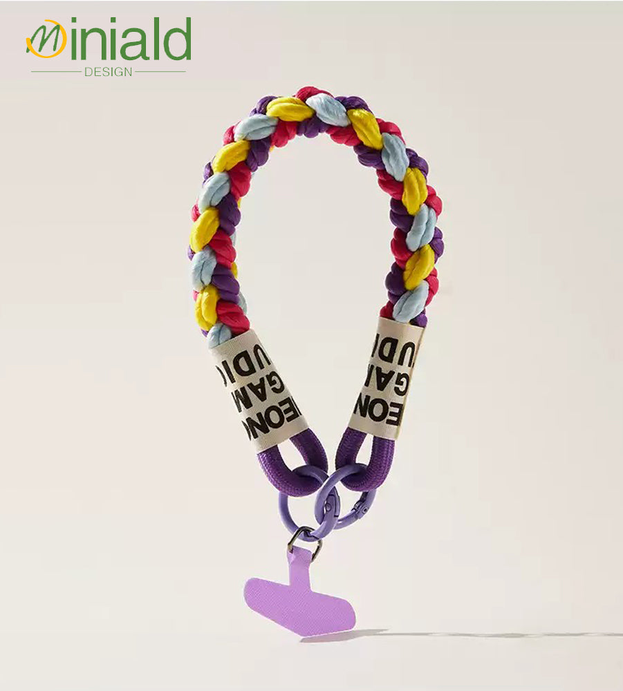 MDESGN colorful braided twist rope creative mobile phone lanyard anti-lost wrist rope short mobile phone case universal hand-held