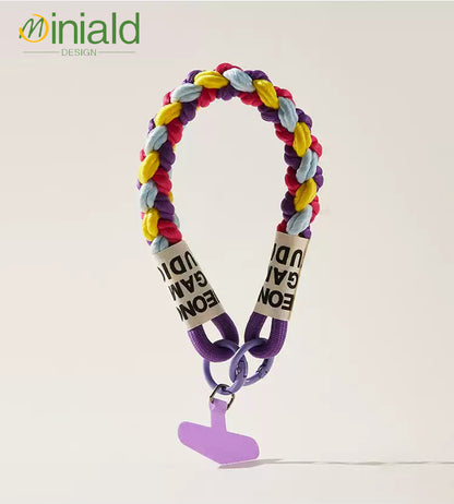 MDESGN colorful braided twist rope creative mobile phone lanyard anti-lost wrist rope short mobile phone case universal hand-held