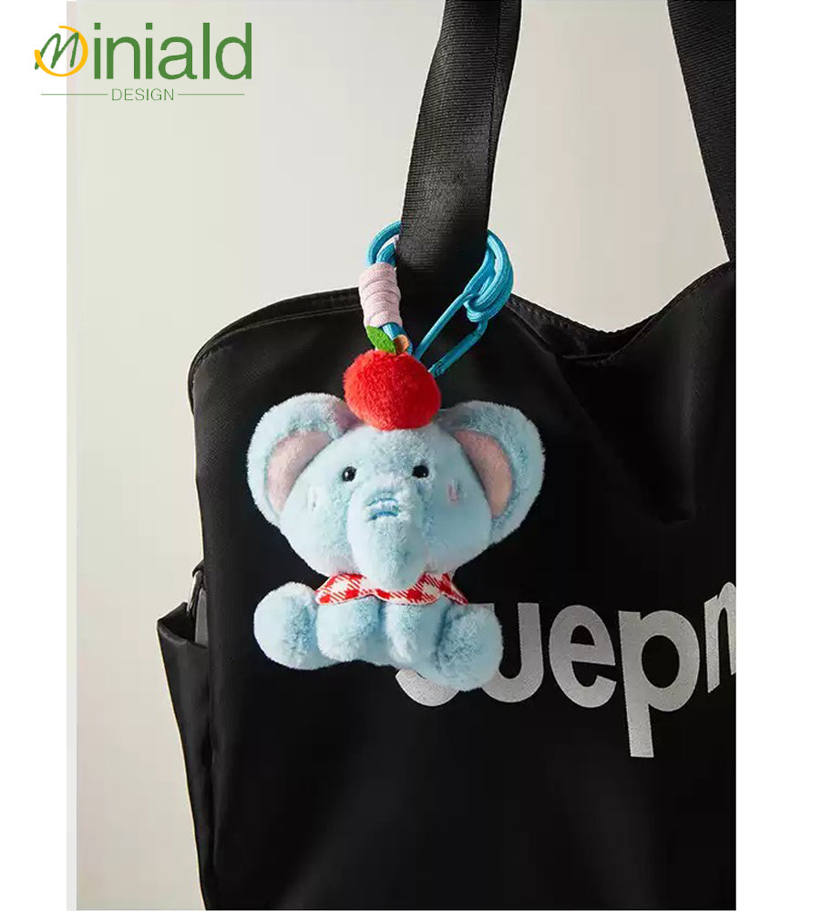 MDESGN Jet Blue Plush Elephant Keychain Adorable Cloud Dweller × Multi-Use Charm