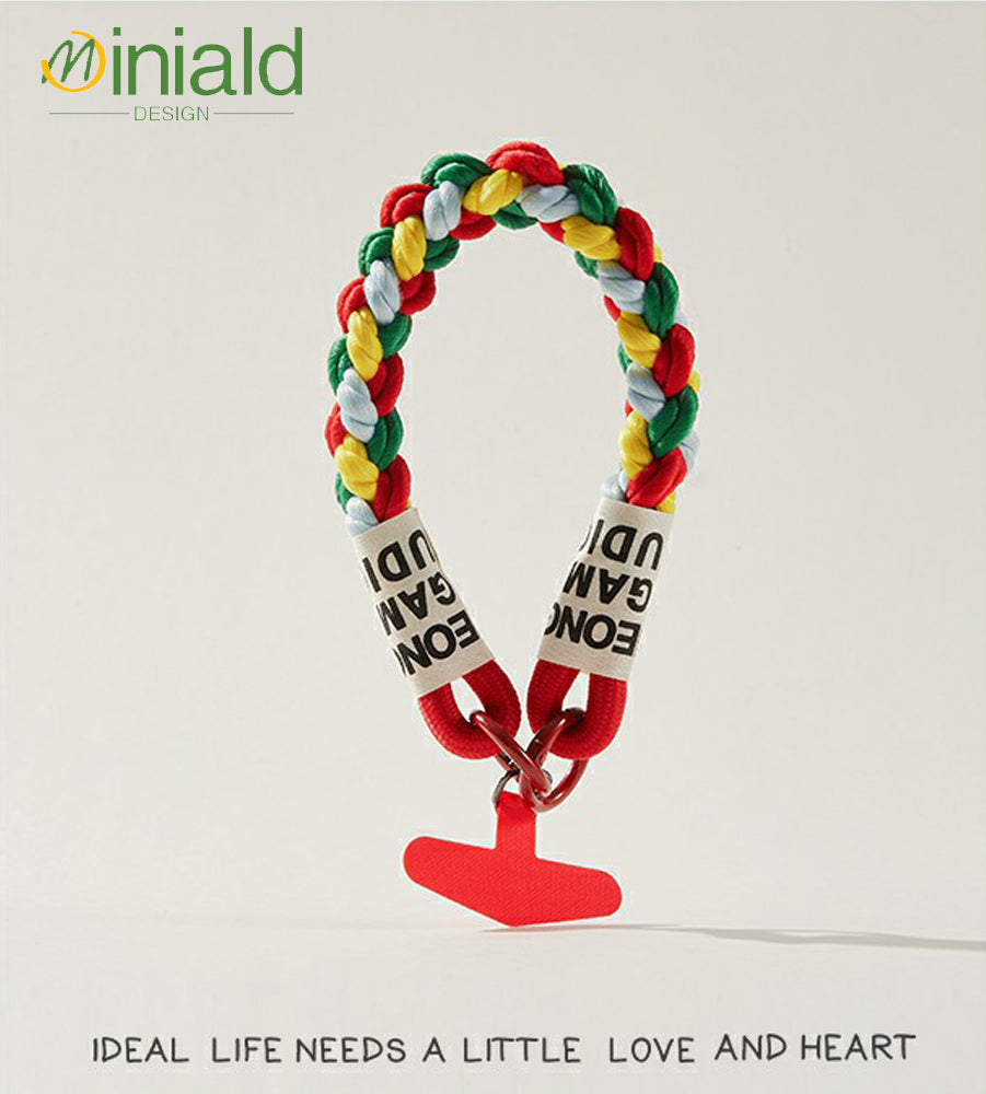 MDESGN colorful braided twist rope creative mobile phone lanyard anti-lost wrist rope short mobile phone case universal hand-held