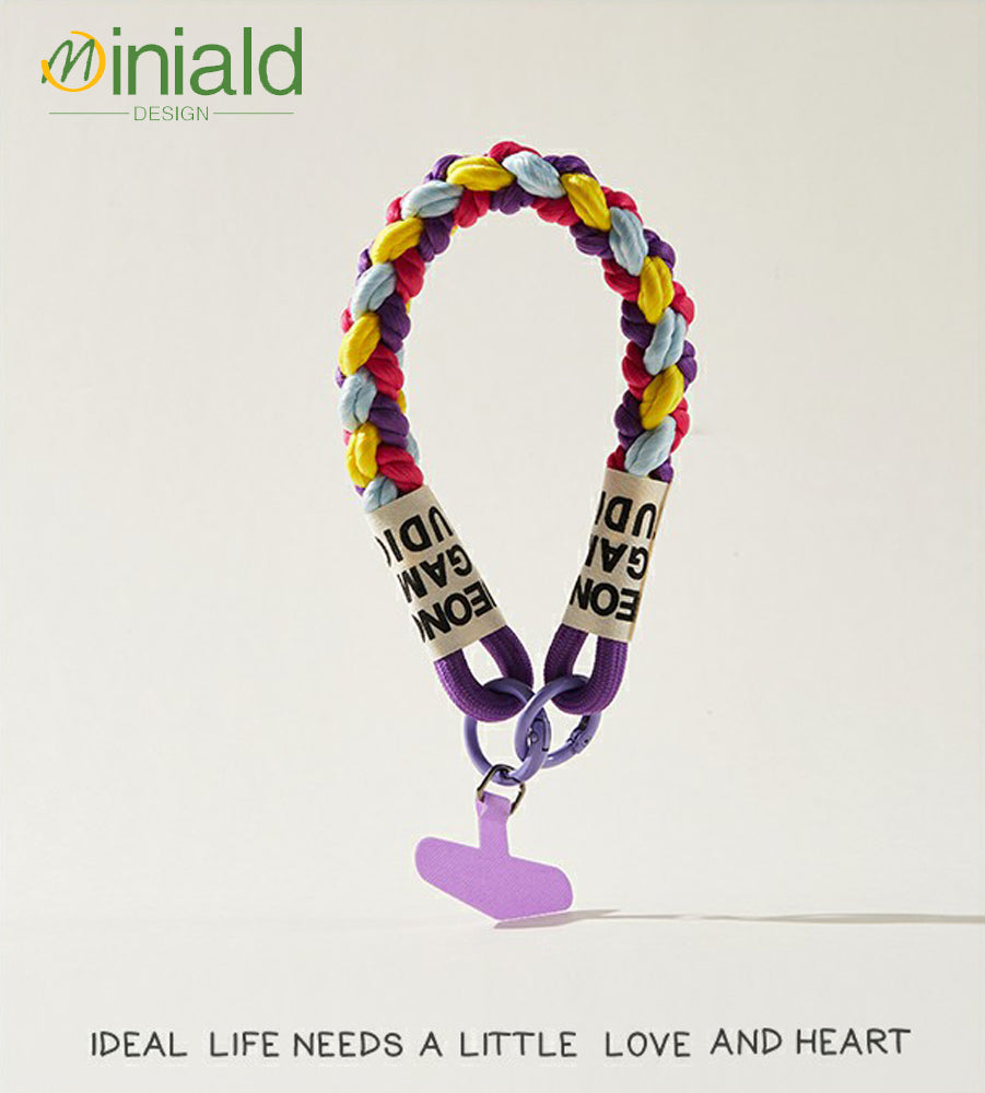 MDESGN colorful braided twist rope creative mobile phone lanyard anti-lost wrist rope short mobile phone case universal hand-held