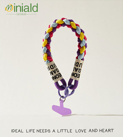 MDESGN colorful braided twist rope creative mobile phone lanyard anti-lost wrist rope short mobile phone case universal hand-held