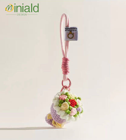 MDESGN Scarlet Bouquet Keychain Handmade Wool Blooms × Detachable Wristlet × Everlasting Romance