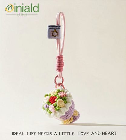 MDESGN Scarlet Bouquet Keychain Handmade Wool Blooms × Detachable Wristlet × Everlasting Romance