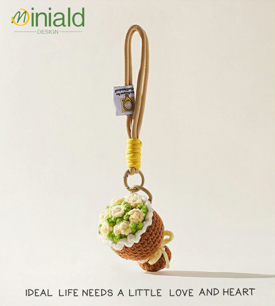 MDESGN Scarlet Bouquet Keychain Handmade Wool Blooms × Detachable Wristlet × Everlasting Romance