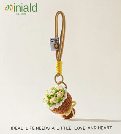 MDESGN Scarlet Bouquet Keychain Handmade Wool Blooms × Detachable Wristlet × Everlasting Romance