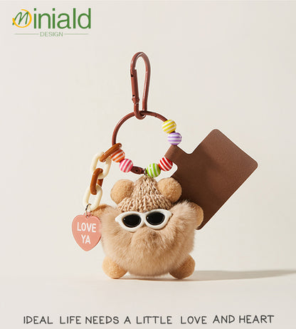 MINIMAL Midnight Plush Keychain Premium Rabbit Fur × Magnetic LOVE Tag × Glow-in-Dark Guardian