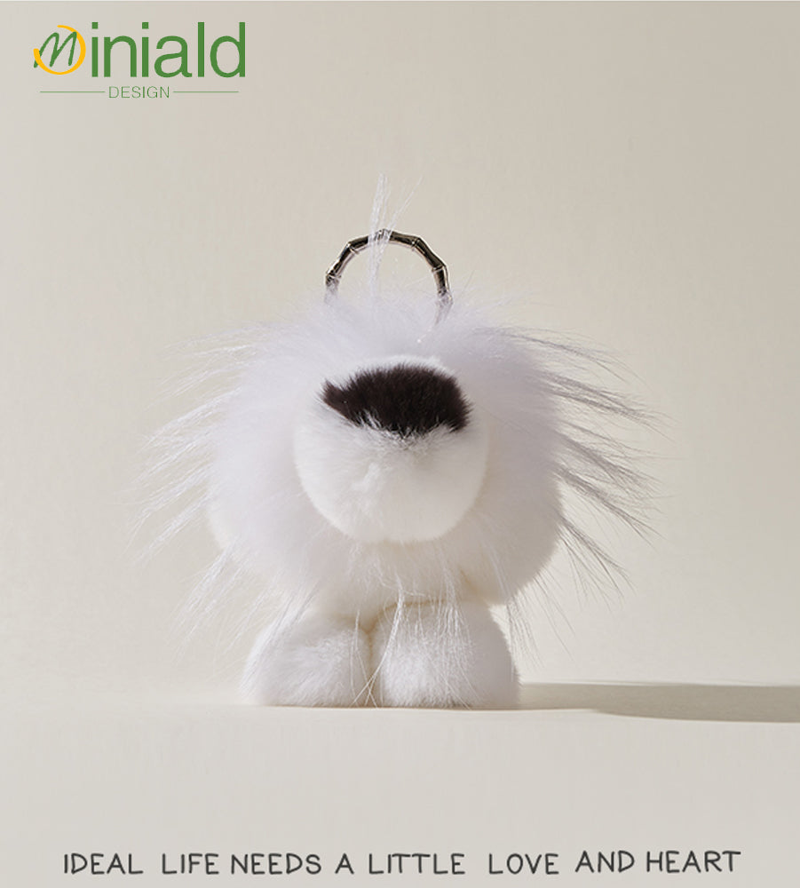 MDESIGN Genuine Rex Rabbit Fur Plush Lion Keychain Charm Where Luxury Meets Comfort: Your Fluffy Pocket Protector!