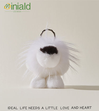 MDESIGN Genuine Rex Rabbit Fur Plush Lion Keychain Charm Where Luxury Meets Comfort: Your Fluffy Pocket Protector!