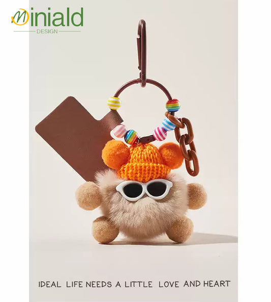 MINIMAL Midnight Plush Keychain Premium Rabbit Fur × Magnetic LOVE Tag × Glow-in-Dark Guardian