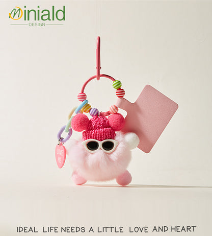 MINIMAL Midnight Plush Keychain Premium Rabbit Fur × Magnetic LOVE Tag × Glow-in-Dark Guardian