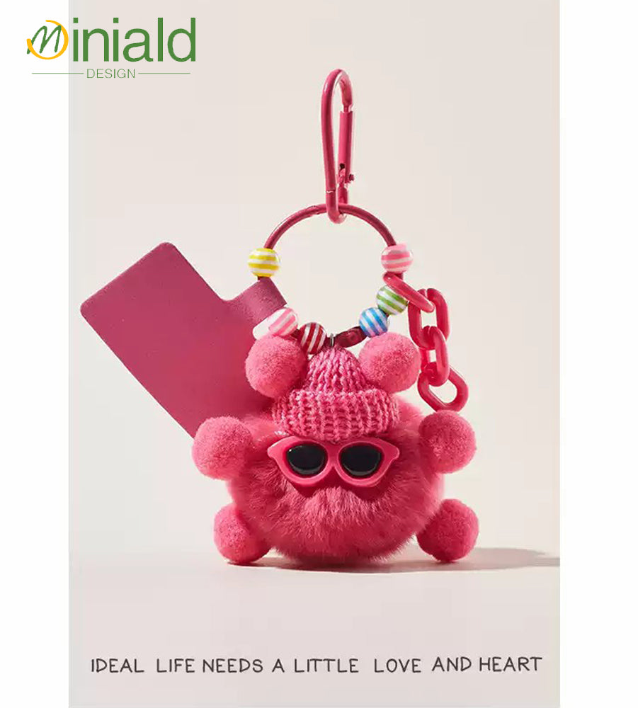 MINIMAL Midnight Plush Keychain Premium Rabbit Fur × Magnetic LOVE Tag × Glow-in-Dark Guardian
