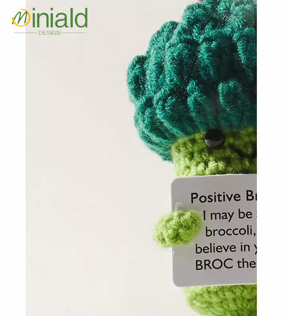 MDESGN Ugly-Cute Crochet Broccoli Keychain Bag Charm Your Tiny Green Cheerleader Says: "Go BROC the World!"