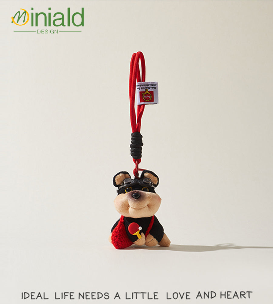 MDESIGN Original Bumblebee Pup Plush Keychain Adventure-Ready in a Beret! Your Pocket-Sized Joy Dispenser.