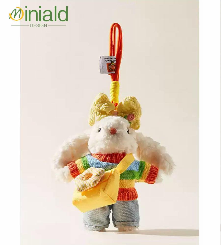 MDESGN Dopamine Ear Bunny Plush Charm Ombré Rainbow Ears × 18cm Palm-Sized × Neuro-Cute Icon