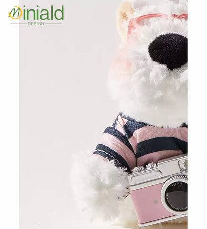MDESIGN Hand-Drawn Westie with Camera Charm 13cm of Unfiltered Joy