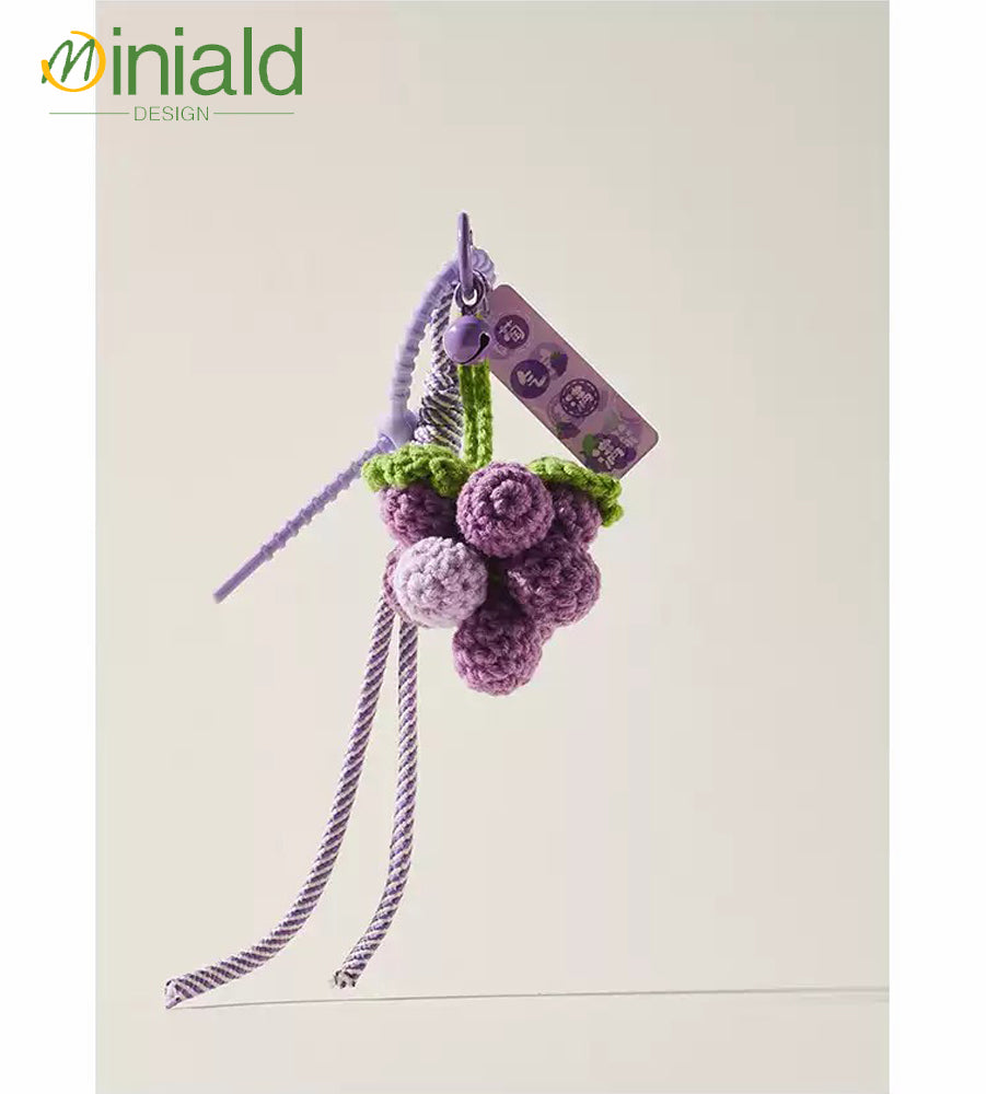 MDESIGN Vineyard Charm Hand-Knit Cluster Organic Cotton Grapes × Magnetic Leaf × Abundance Talisman