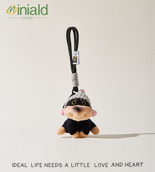 MDESIGN Original Bumblebee Pup Plush Keychain Adventure-Ready in a Beret! Your Pocket-Sized Joy Dispenser.