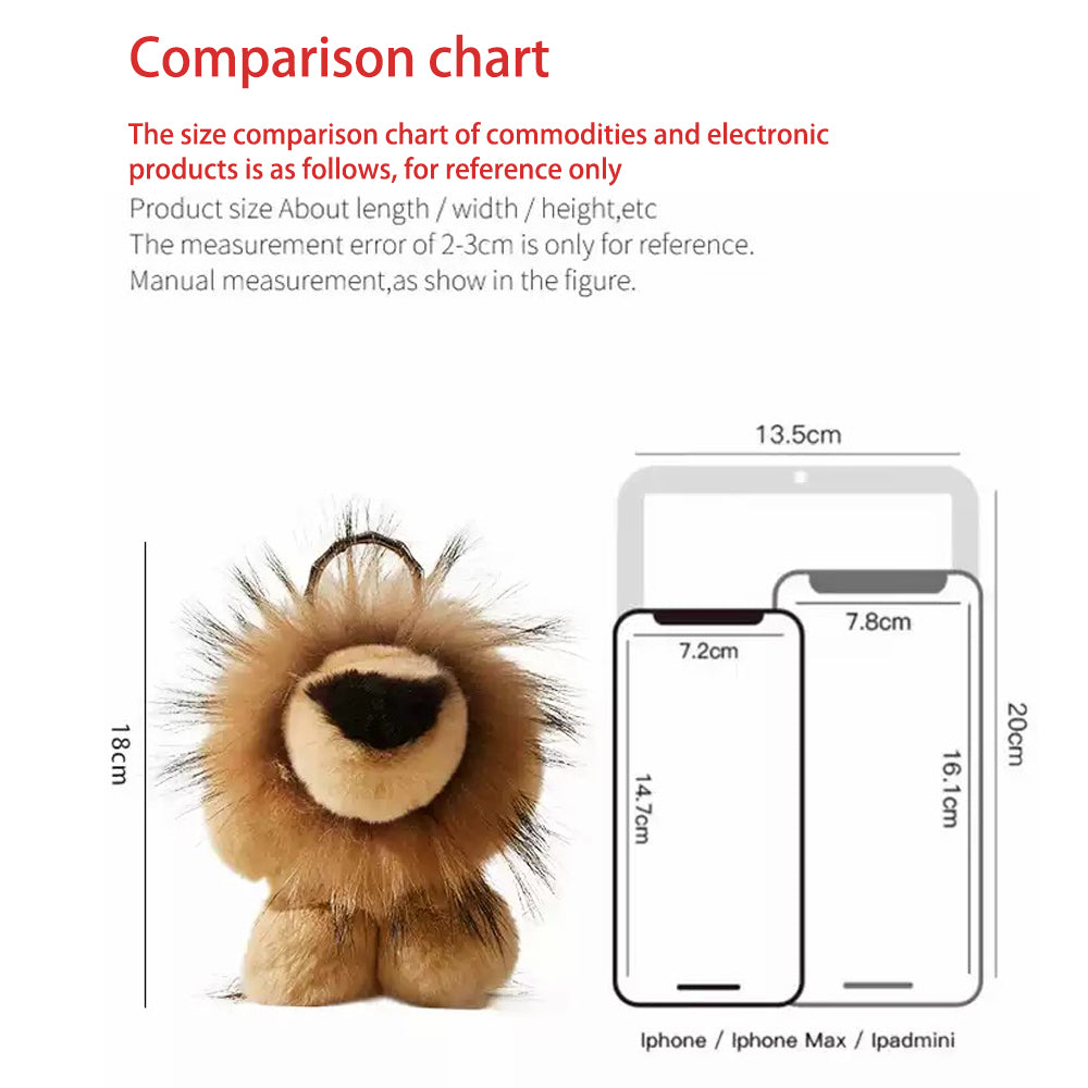 MDESIGN Genuine Rex Rabbit Fur Plush Lion Keychain Charm Where Luxury Meets Comfort: Your Fluffy Pocket Protector!