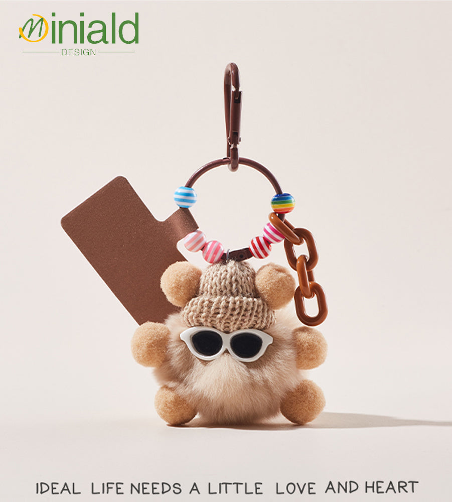MINIMAL Midnight Plush Keychain Premium Rabbit Fur × Magnetic LOVE Tag × Glow-in-Dark Guardian