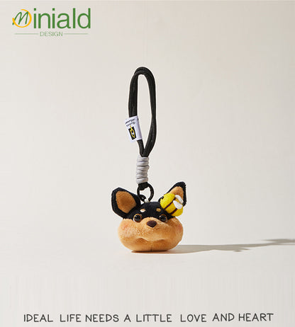 MDESIGN Original Bumblebee Pup Plush Keychain Adventure-Ready in a Beret! Your Pocket-Sized Joy Dispenser.