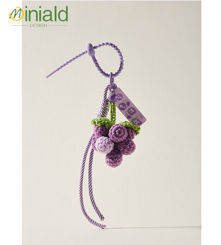 MDESIGN Vineyard Charm Hand-Knit Cluster Organic Cotton Grapes × Magnetic Leaf × Abundance Talisman