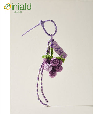 MDESIGN Vineyard Charm Hand-Knit Cluster Organic Cotton Grapes × Magnetic Leaf × Abundance Talisman