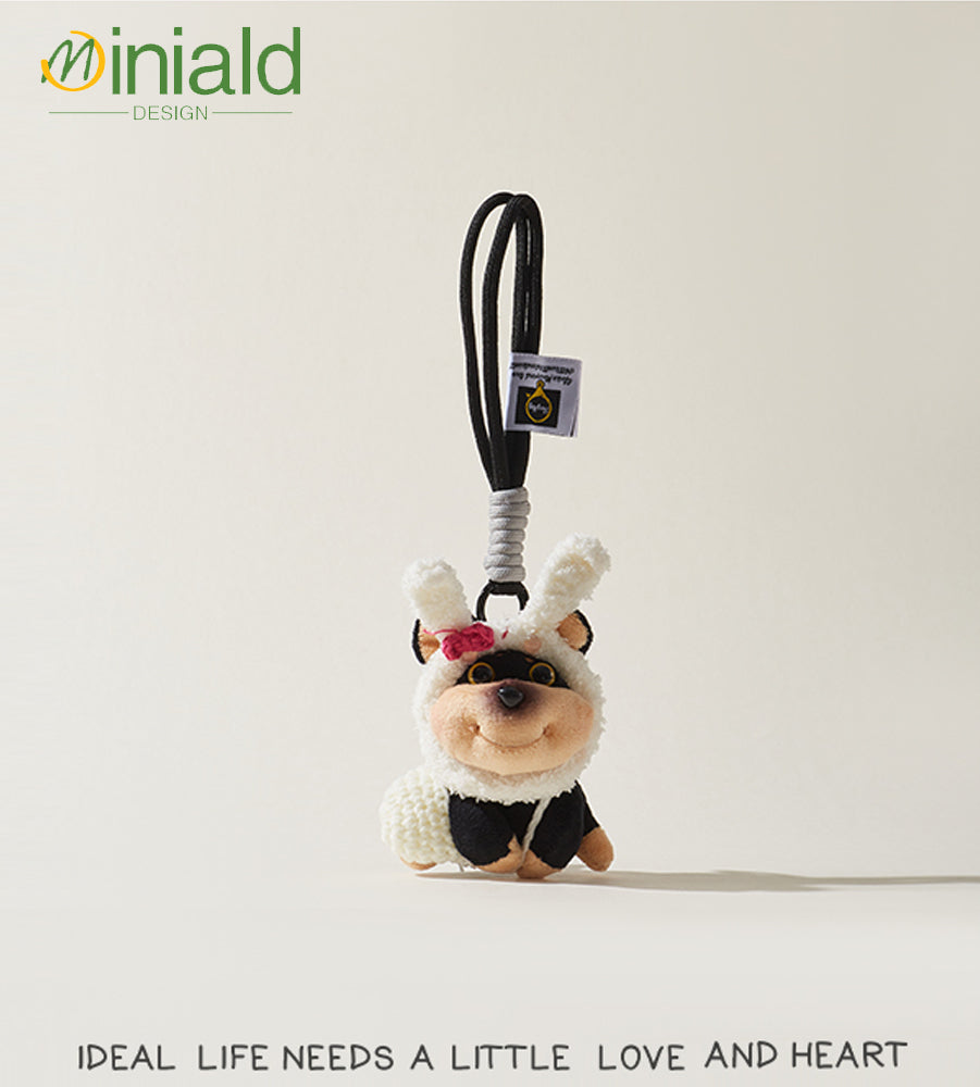 MDESIGN Original Bumblebee Pup Plush Keychain Adventure-Ready in a Beret! Your Pocket-Sized Joy Dispenser.