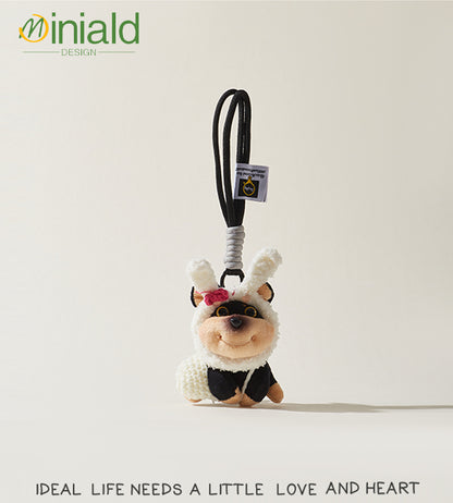 MDESIGN Original Bumblebee Pup Plush Keychain Adventure-Ready in a Beret! Your Pocket-Sized Joy Dispenser.