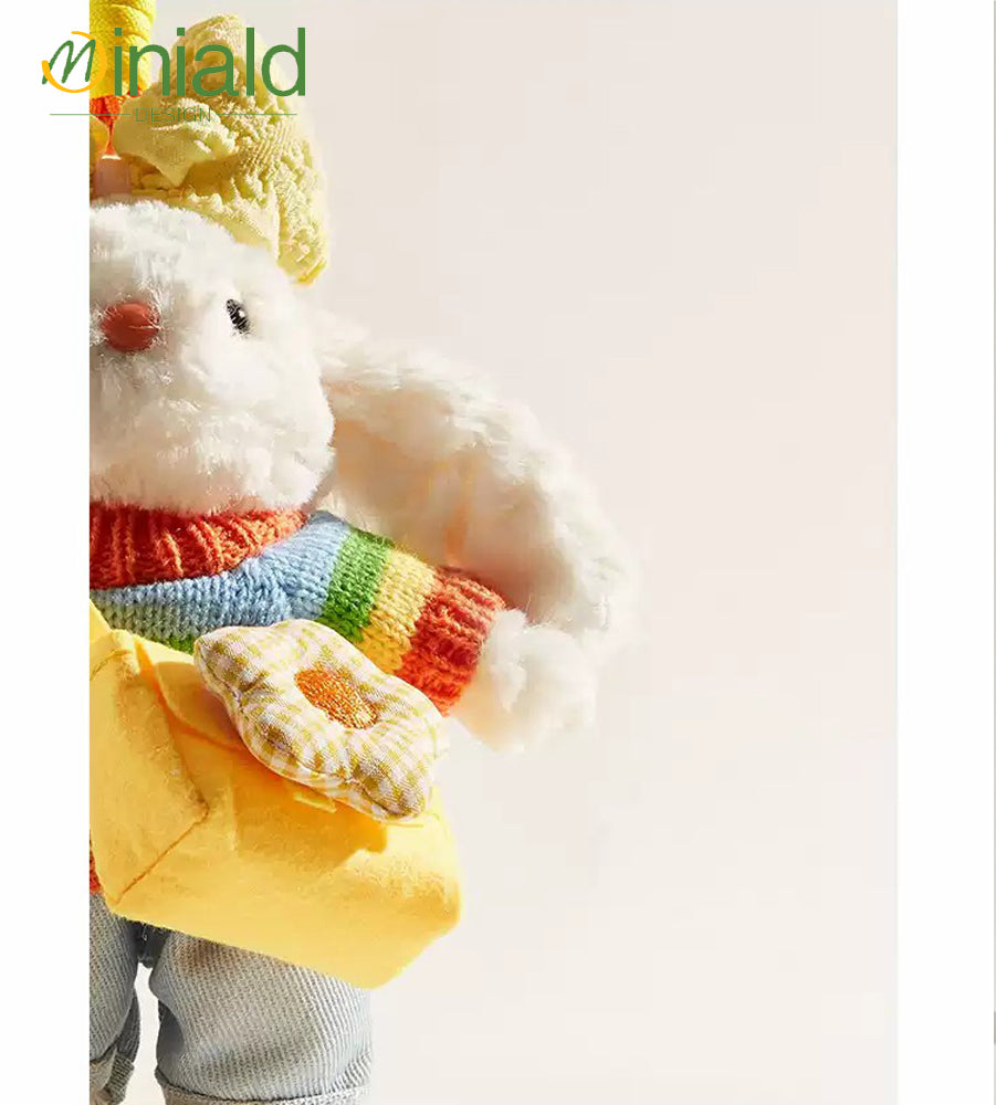 MDESGN Dopamine Ear Bunny Plush Charm Ombré Rainbow Ears × 18cm Palm-Sized × Neuro-Cute Icon
