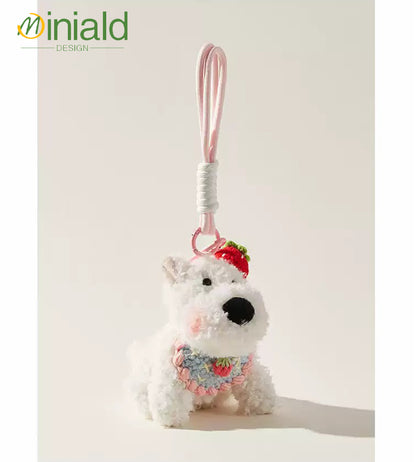 MDESGN Kawaii Hand-drawn Strawberry Westie Dog Bag Charm Where Whimsy Meets Your Everyday Carry!