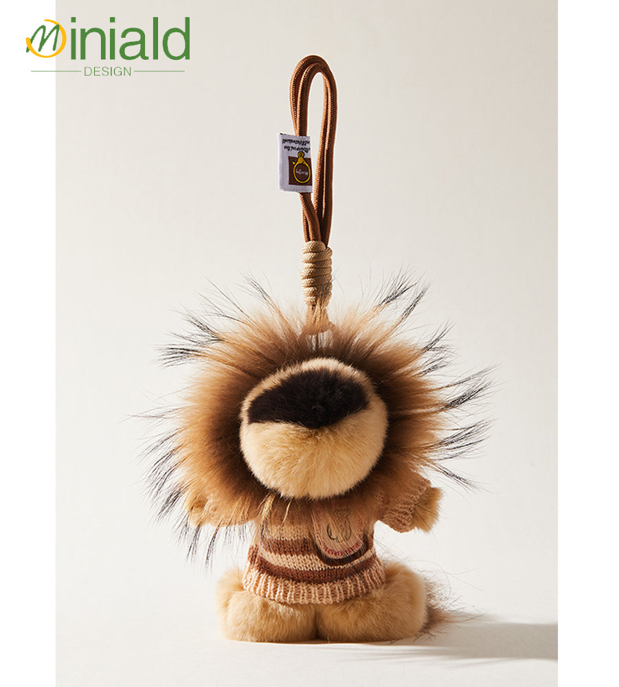 MDESIGN Sweater-Wearing Rex Rabbit Lion Plush Wristlet Charm Double the Charm: Cuddle + Carry in One!