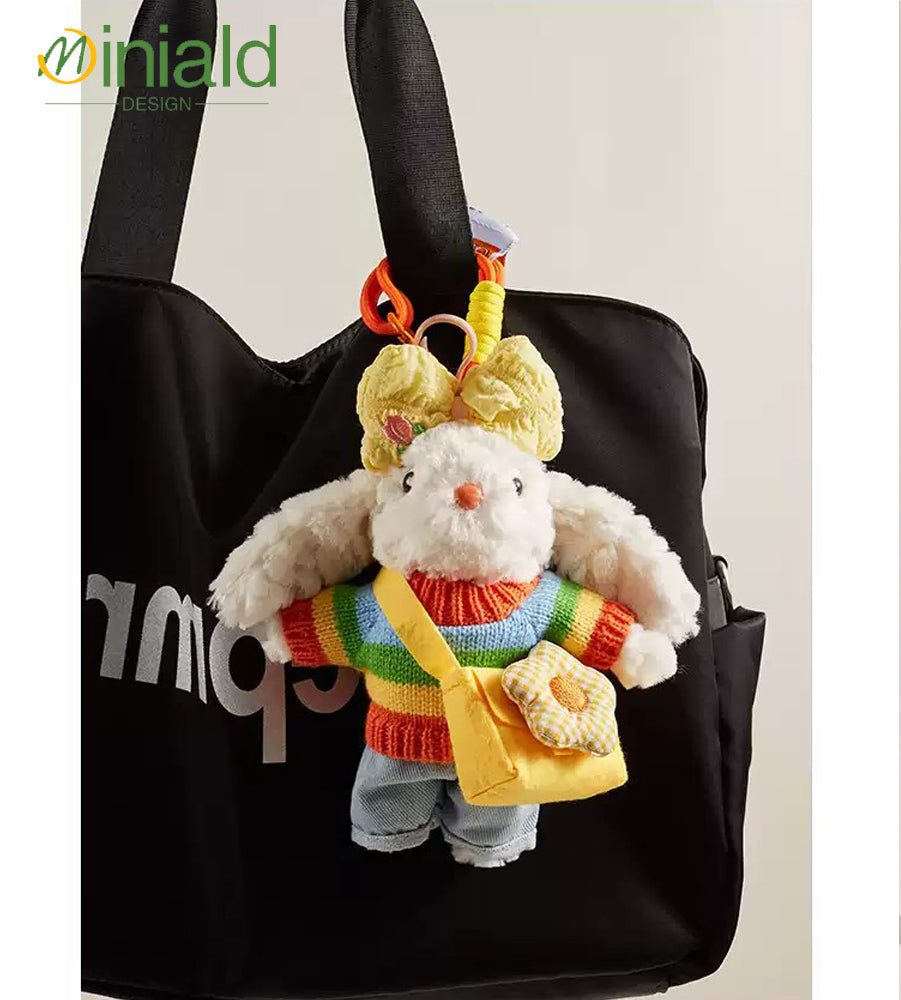MDESGN Dopamine Ear Bunny Plush Charm Ombré Rainbow Ears × 18cm Palm-Sized × Neuro-Cute Icon