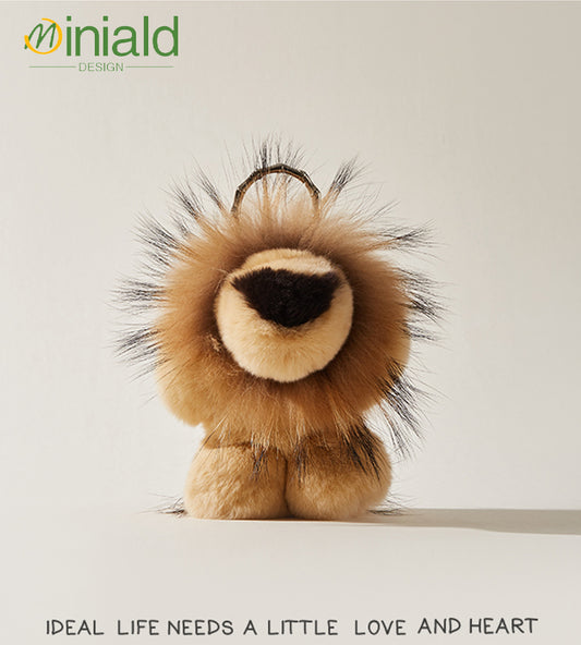 MDESIGN Genuine Rex Rabbit Fur Plush Lion Keychain Charm Where Luxury Meets Comfort: Your Fluffy Pocket Protector!