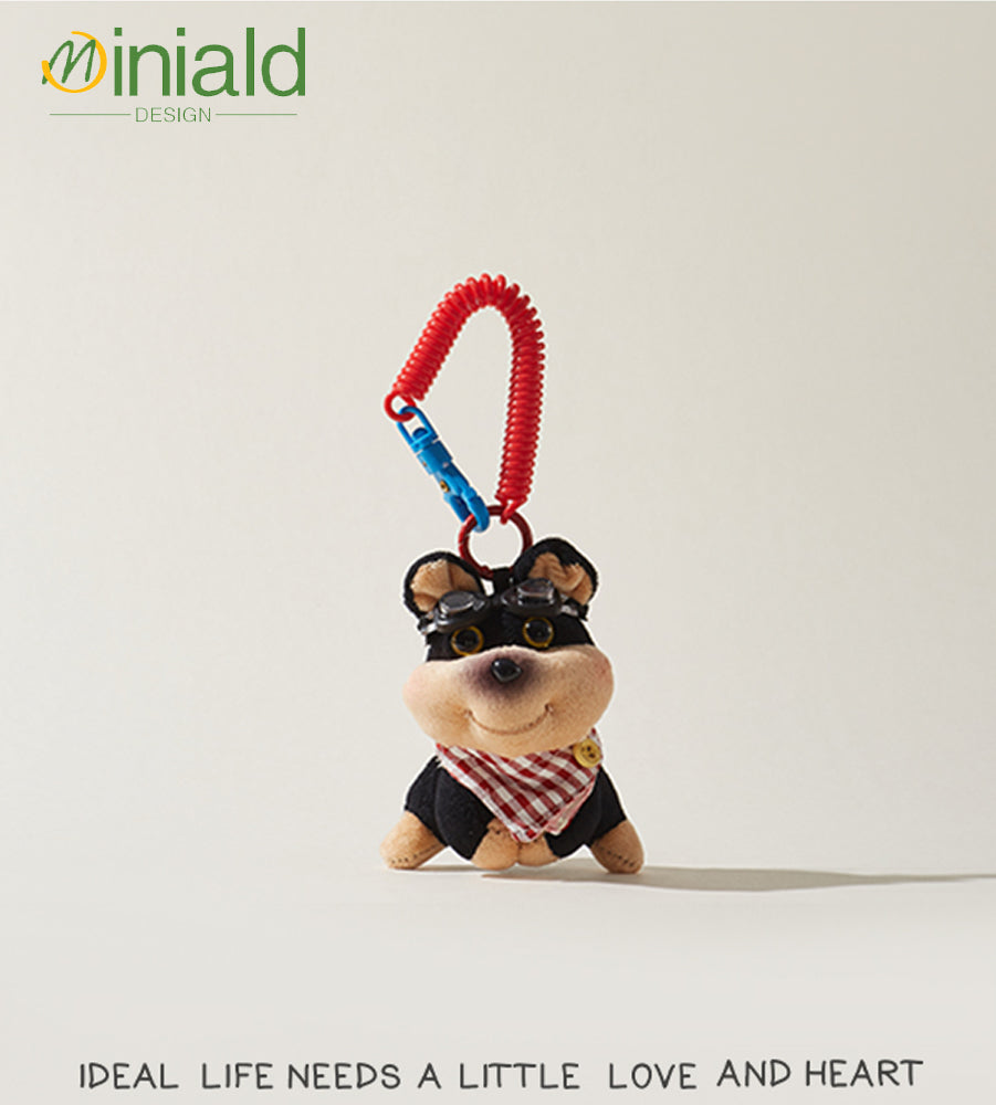 MDESIGN Original Bumblebee Pup Plush Keychain Adventure-Ready in a Beret! Your Pocket-Sized Joy Dispenser.