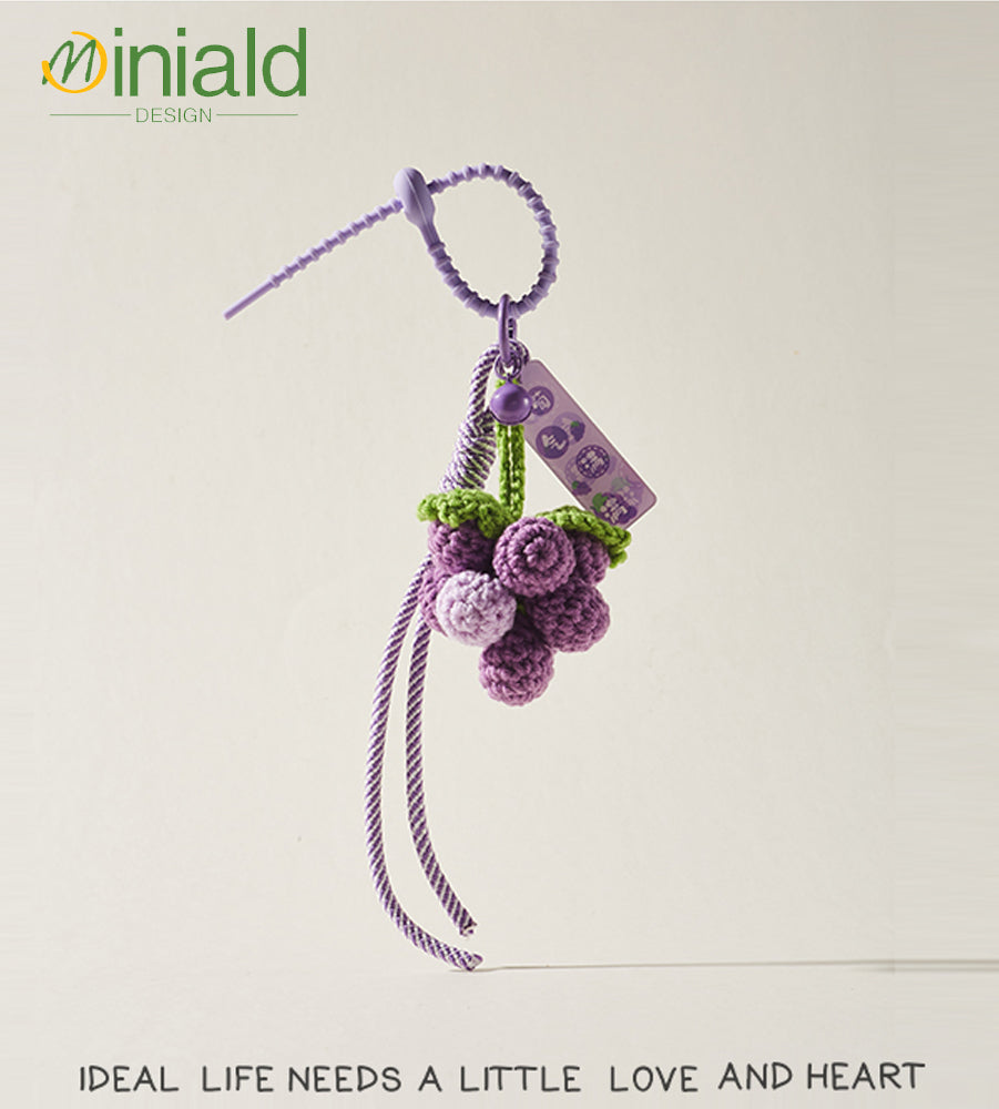 MDESIGN Vineyard Charm Hand-Knit Cluster Organic Cotton Grapes × Magnetic Leaf × Abundance Talisman