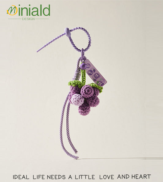 MDESIGN Vineyard Charm Hand-Knit Cluster Organic Cotton Grapes × Magnetic Leaf × Abundance Talisman