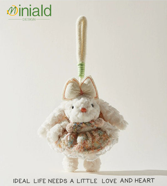 MDESIGN Seoul Fluff Bunny Plush Charm Removable Knit Dress × 35cm Ears × K-Style Icon