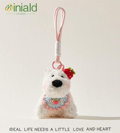 MDESGN Kawaii Hand-drawn Strawberry Westie Dog Bag Charm Where Whimsy Meets Your Everyday Carry!