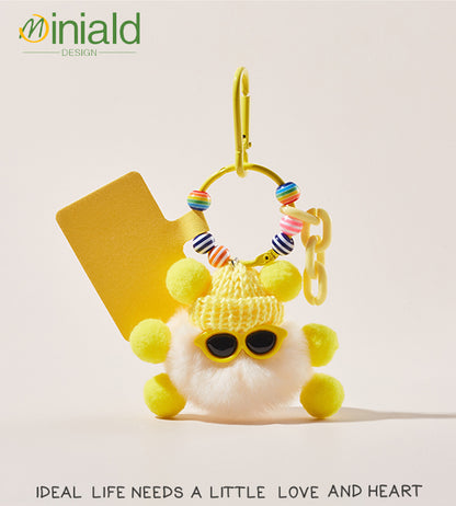 MINIMAL Midnight Plush Keychain Premium Rabbit Fur × Magnetic LOVE Tag × Glow-in-Dark Guardian