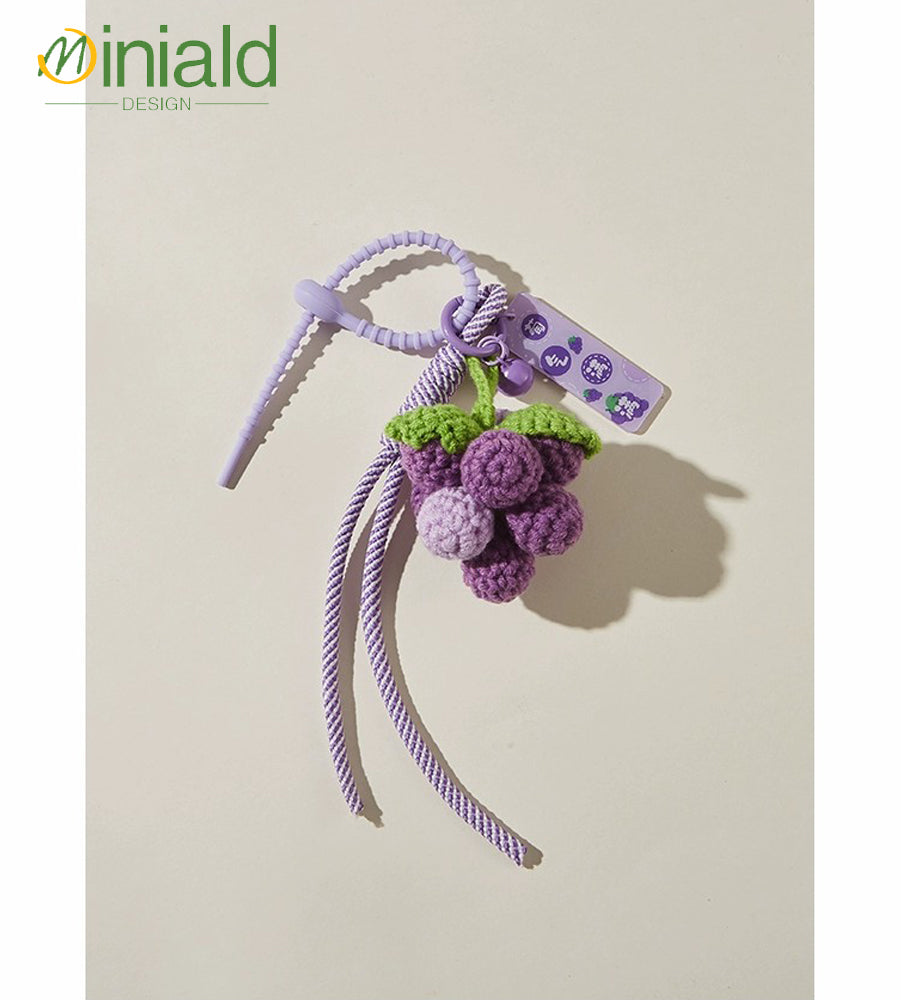 MDESIGN Vineyard Charm Hand-Knit Cluster Organic Cotton Grapes × Magnetic Leaf × Abundance Talisman