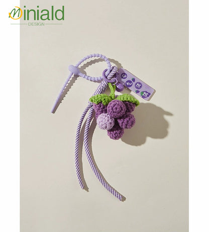 MDESIGN Vineyard Charm Hand-Knit Cluster Organic Cotton Grapes × Magnetic Leaf × Abundance Talisman